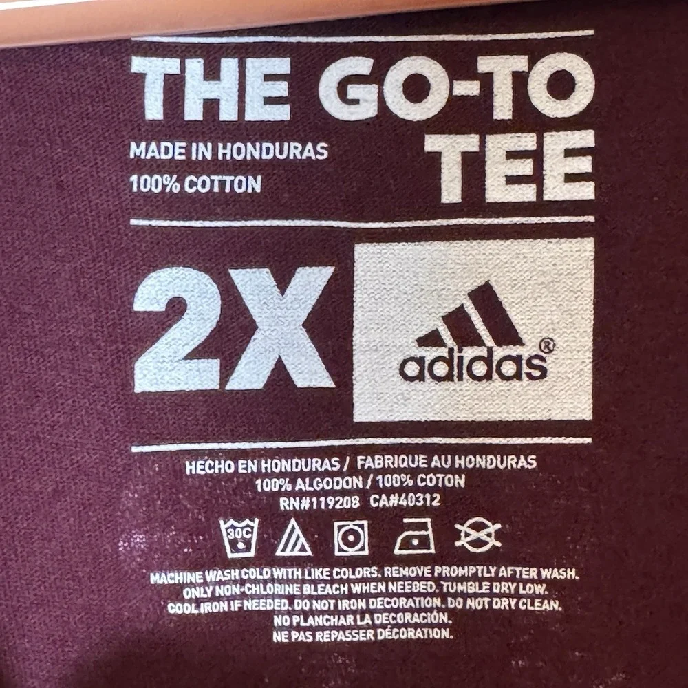 Adidas Texas A&M Aggies #2 Go-To Tee Maroon SEC NCAA Men's 2XL NWT